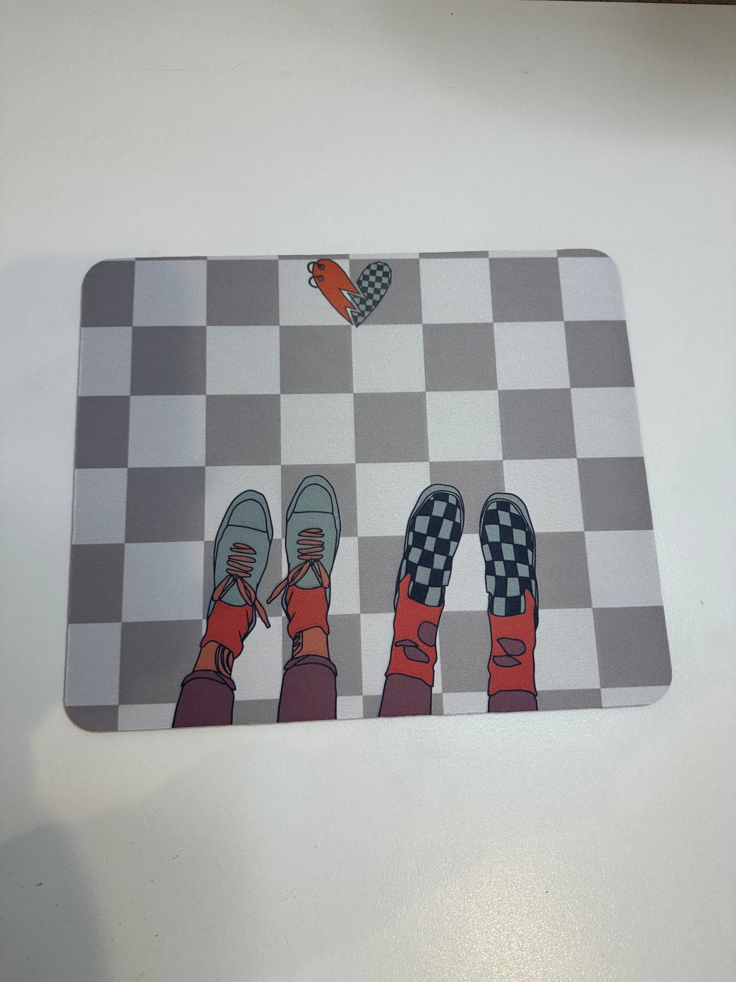 Checkered Skater Shoes Mouse Pad