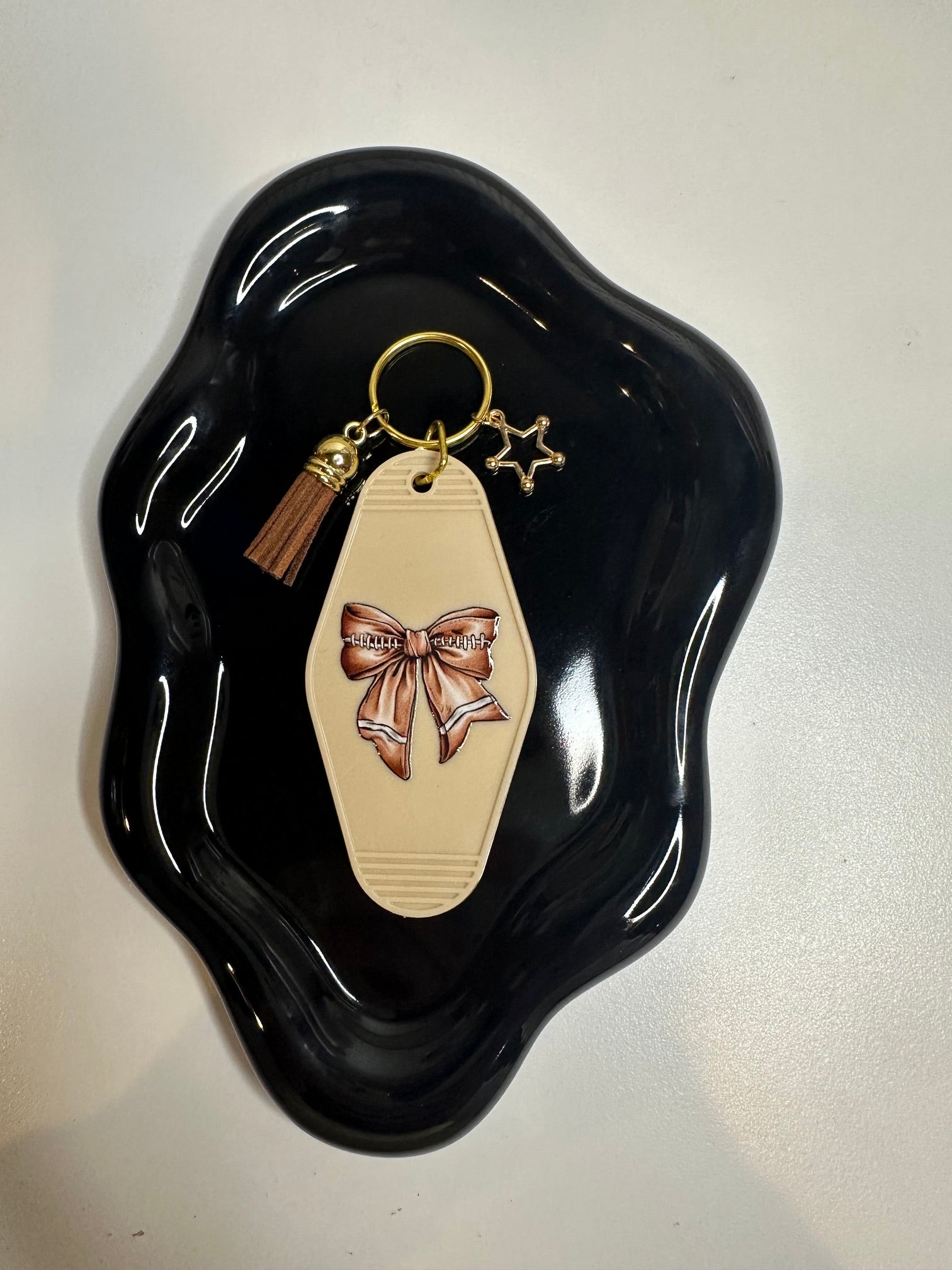Football Bow Key Chain