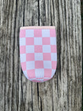 Pink Checkered Tall Can Drink Sleeve