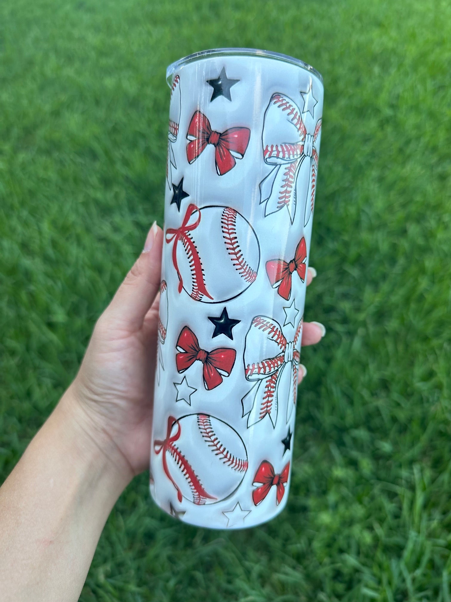 Baseball Bow and Stars Tumbler