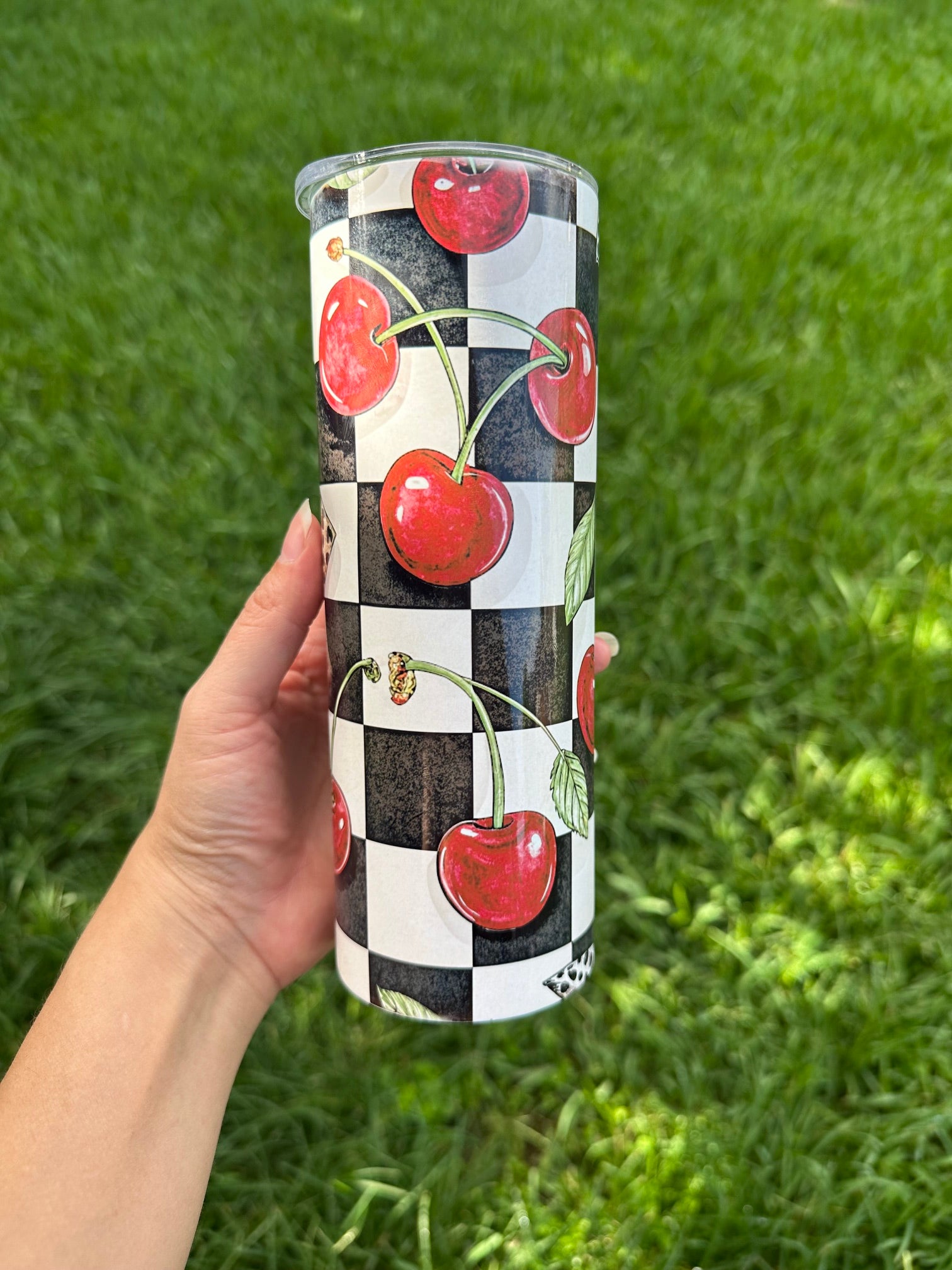 Checkered Cherry Tumbler